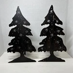 Crate & Barrel Black Metal Christmas Tree Shaped Candle Holder Luminaire Qty 2. Fixed Price $59.99.