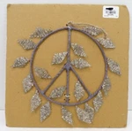 Pottery Barn Beaded Leaf Peace Sign Christmas Ornament Silver 7.25" Diam #9104. Fixed Price $20.29.