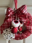 Winter Snow Ice Skating Red Hand Crafted 12 Inch Front Wreath Indoor Decor. Fixed Price $50.00.