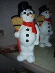 Vintage Frosty 14" Snowman Broom Home Decor Xmas Scarf Figure Unique. Fixed Price $25.00.