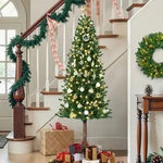 7.5FT Pre-lit Slim Christmas Tree With Warm White Led Lights & Metal Stand. Fixed Price $178.99.