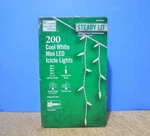 Home Accents 200-LIGHT Cool White Steady-lit Mini Led Icicle Lights Christmas. Fixed Price $22.49.