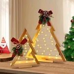 2 Rustic Wooden Triangle Christmas Tree With Lighting Vintage Decoration Ne. Fixed Price $26.99.