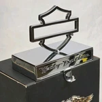 Harley Davidson Chrome Heavy Metal Emblem Christmas Stocking Holder Mantle Euc. Fixed Price $40.00.