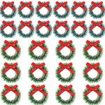 24 Pcs Mini Christmas Wreaths, 1-IN, 1.2-IN, Red Velvet Bows, Tree Decor. Fixed Price $20.56.
