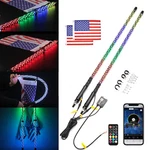2 3FT Rgb Led Spiral Whip Lights App Remote Control Antenna Chase For X3 Rzr Utv. Fixed Price $75.99.