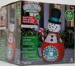 Christmas Gemmy 5 Ft Animated Snowman Cup O' Airblown Inflatable Nib. Fixed Price $124.99.