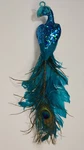 New Pier Vintage Christmas Ornament 10" Blue Glitter Feather Peacock Clip. Fixed Price $31.50.