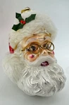 Kurt Adler Ksa Santa Face Ornament Fur Trim Brass Glasses Hand Painted Vtg. Fixed Price $19.95.