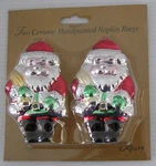 Two Ceramic Handpainted Napkin Rings Santa Claus By Allure. Fixed Price $10.00.