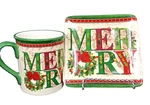 Certified International Lori Siebert Merry Mug & 6 Plate Set Christmas Wreath. Fixed Price $19.99.