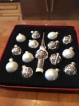 Silver Tree Topper Mini Ornament Set 15 Ball Finial Glass 1.25" Holiday Home. Fixed Price $12.80.