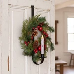 Primitive Colonial Christmas Forged Wall Mounted Wreath Candle Holder. Fixed Price $18.00.