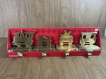 Set Of 4 Christmas Train Stocking Holders Hangers Metal Brushed Brass Target New. Fixed Price $37.99.