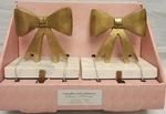 Cupcakes & Cashmere Gold Bow Stocking Holders Marble Base Viral Christmas Flaw. Fixed Price $34.99.