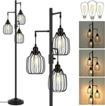Dimmable Industrial Floor Lamp With 3 Led Edsion Bulbs,tall Standing. Fixed Price $79.99.
