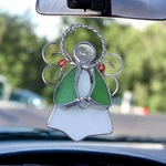 Ganz Stained Glass Angel Ornament Green Vtg Silver Guardian Rear View Mirror. Fixed Price $9.99.