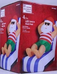 Christmas Gemmy 4.5 Ft Led Santa Beach Chair Airblown Inflatable Nib. Fixed Price $174.99.