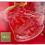 Mikasa Christmas Serving Platter Sleigh Bells Large Glass WY449-601 Japan 15.25". Fixed Price $25.00.