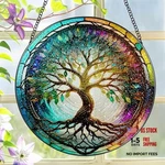 Stained Glass Window Hanging, Laoweiki 8'' Tree Of Life The. Fixed Price $41.45.