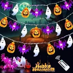 Halloween Lights Decorations, 20 Ft 30 Led Waterproof 3D Pumpkin Ghost Batte. Fixed Price $13.99.