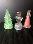 Set 3 Christmas Holiday Light Up Figurines Tree Snowman Angel. Fixed Price $14.30.