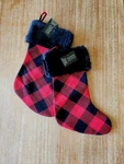 New 2X Christmas Stocking Red Plaid Black Faux Fur Trim Buffalo Check Holiday. Fixed Price $29.98.