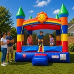 Inflatable Bounce House Commercial Kids Rainbow Jumping Castle With Blower. Fixed Price $599.99.