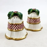 Fitz And Floyd Holiday Holly Bells Porcelain Salt & Pepper Shakers Set - New. Fixed Price $19.99.