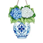 Bolisom Hydrangea Flower Front Door Sign, Chinoiserie Floral Blue 8X10,. Fixed Price $24.64.