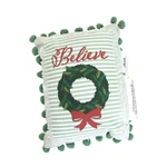 Evergreen Mini Christmas Pom Throw Pillow Believe Wreath Festive Cushion (6X8"). Fixed Price $11.52.