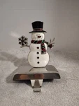 Snowman Stocking Hanger, Colored Enamel, December Home. Fixed Price $10.00.