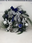Adeeing 18 Christmas Wreath Blue Silver Front Door Adjustable Lights. Fixed Price $40.99.