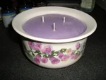 Lovely Recycled Pfaltzgraff Ceramic Bowl Lilac Scented 3 Wick Candle New. Fixed Price $8.00.