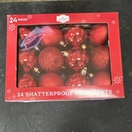 Holiday Time 24 Shatterproof Red Bauble Christmas Ornaments Solid Round. Fixed Price $15.68.