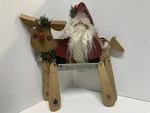 Santa Reindeer Sign Wall Door Hanging Wooden Merry Christmas Country Decor. Fixed Price $12.57.