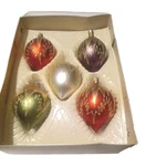 Commodore Hand Decorated Glass Christmas Ornaments Romania Vintage Boxed Set 5. Fixed Price $19.99.