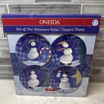 Oneida Snow Pals Christmas Stoneware Salad Dessert Plates Set Of 4 Open Box. Fixed Price $32.35.