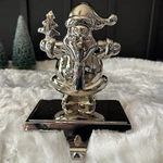 Dansk Int'l Santa Claus Hook Stocking Holder Hanger Heavy Silver Tone 3D New. Fixed Price $24.95.
