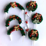 Christmas Wreaths Garlands Cupcake Picks Gold Bows. Fixed Price $27.00.