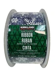 Kirkland Signature Wire Edged Ribbon 2.5IN 50YD, Snowflake Christmas Blue Themed. Fixed Price $17.98.