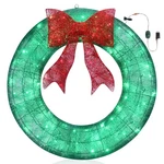 48" Large Prelit Christmas Wreath Lighted Xmas Holiday Decor With 150 Led. Fixed Price $88.86.