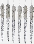 Kurt Adler Glittered Icicle Ornament 6" Acrylic (set Of 6) Nib. Fixed Price $12.50.