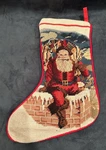 Holiday Stocking Old Fashioned Santa Claus Chimney Needlepoint. Fixed Price $20.00.