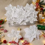 Alupssuc 24PCS 6"& 9" White Artificial Poinsettia Christmas Flowers, Faux Gli.... Fixed Price $31.67.