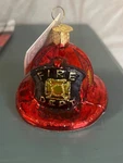 Old World Christmas Glass Blown Ornament For Tree, Fireman's Helmet. Fixed Price $17.99.
