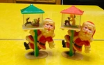 (2)-1978-SANTA Claus Light Pole-sleigh-angel + Reindeer-snow Globe Brite Star. Fixed Price $38.99.