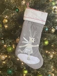 Pottery Barn Kids Gray Quilted Ice Skating Deer Stocking. Fixed Price $22.00.