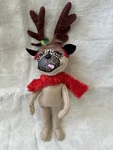 Annalee 2012 Cozy Christmas Pug Beige Puppy Dog Antlers #750612. Fixed Price $19.96.