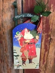 Vtg Hallmark Hanging 15" Wooden Sleigh W/santa &merry CHRISTMAS.......A3. Fixed Price $19.99.